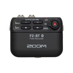 The Zoom F2-BT Compact Field Recorder with Lavalier Mic, front view