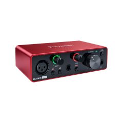 The red Focusrite Scarlett Solo Audio Interface (3rd Gen)