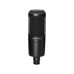 The black Audio-Technica AT2020 Condenser Mic, front view