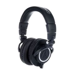 Side view of the black Audio-Technica ATH-M50x Headphones
