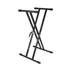 The black Studiospares Double Cross Keyboard Stand
