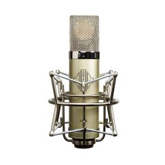 The gold Sontronics ARIA cardioid valve/tube condenser microphone